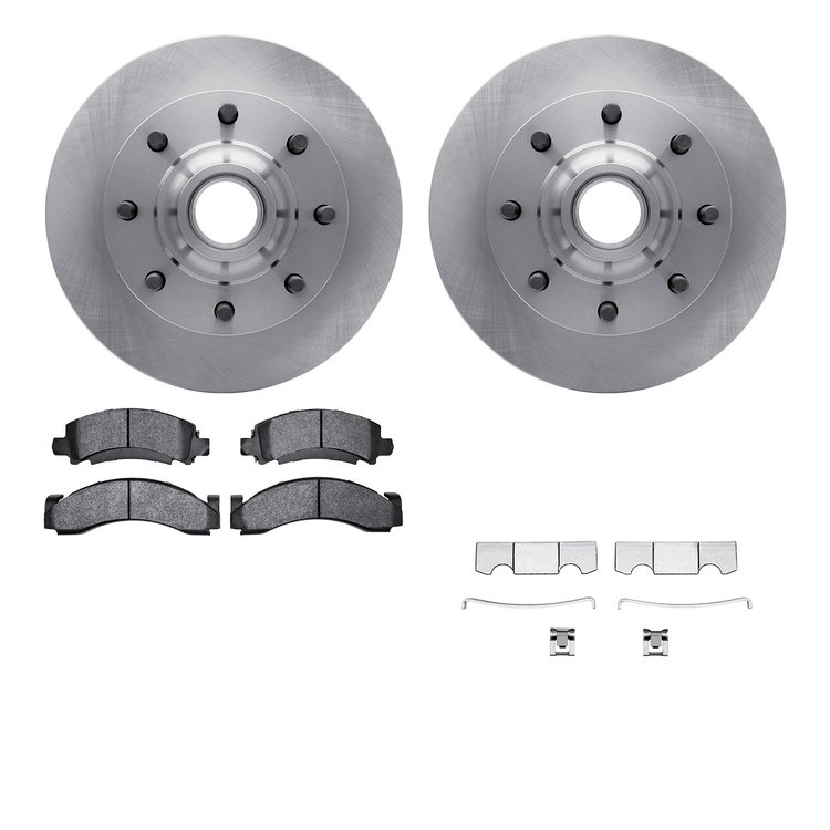 6212-48192 Brake Rotors w/Heavy-Duty Brake Pads Kit & Hardware, 1993-2005 Multiple Makes/Models, Position: Front