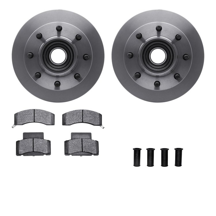 6212-48222 Brake Rotors w/Heavy-Duty Brake Pads Kit & Hardware, 1995-2002 GM, Position: Front