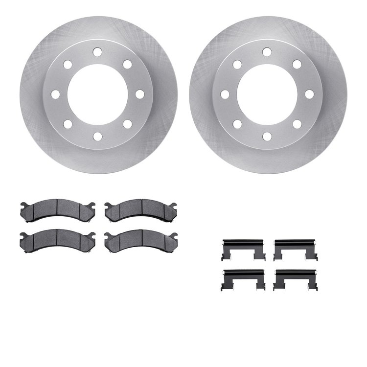 6212-48252 Brake Rotors w/Heavy-Duty Brake Pads Kit & Hardware, 1999-2020 GM, Position: Front
