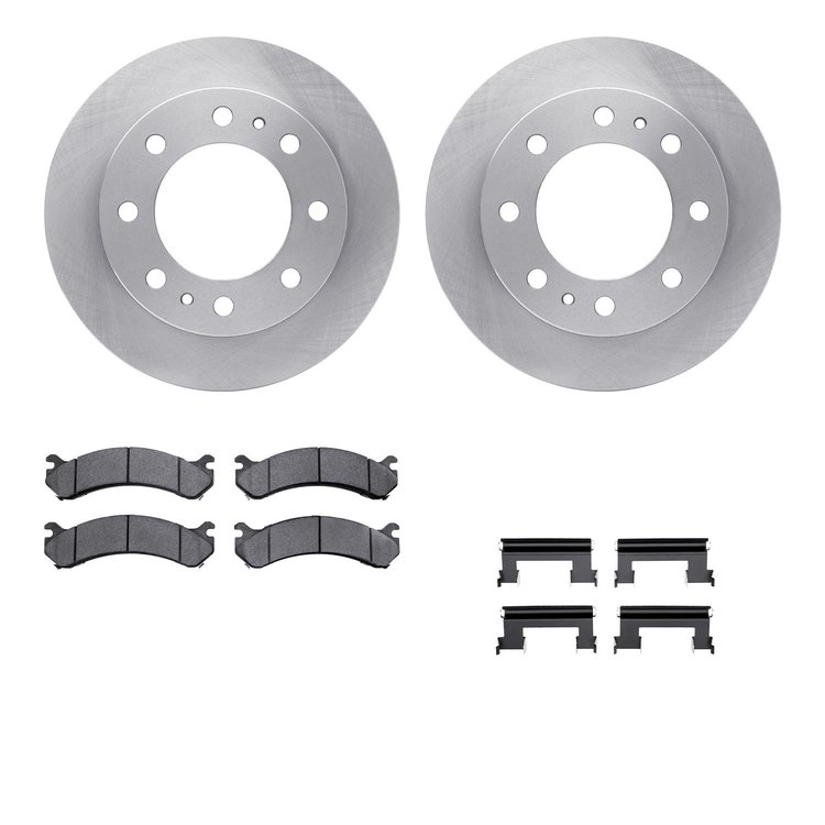 6212-48321 Brake Rotors w/Heavy-Duty Brake Pads Kit & Hardware, 2001-2020 GM, Position: Front