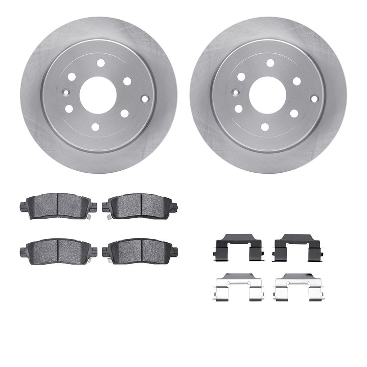 6212-48342 Brake Rotors w/Heavy-Duty Brake Pads Kit & Hardware, 2007-2017 GM, Position: Rear