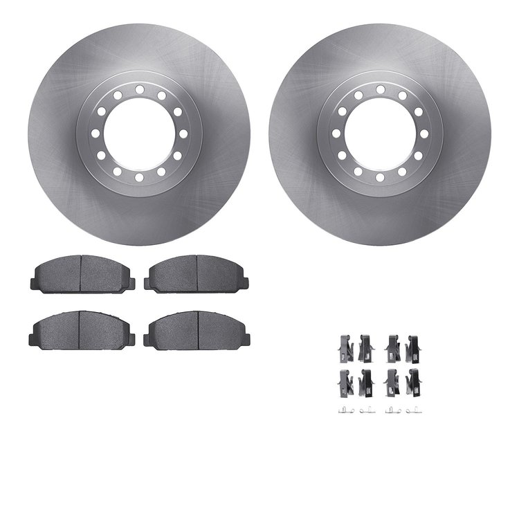 6212-48396 Brake Rotors w/Heavy-Duty Brake Pads Kit & Hardware, 1999-2015 GM, Position: Front