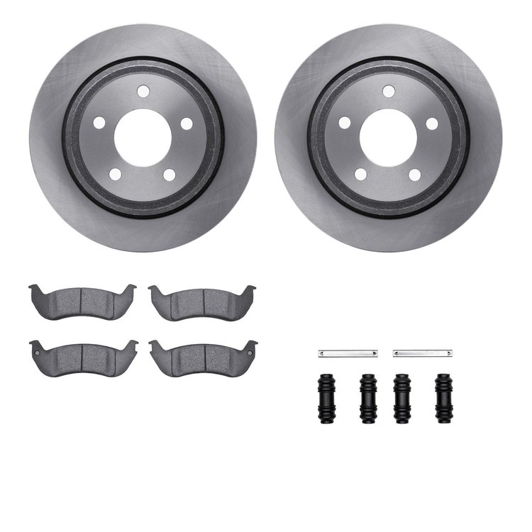 6212-54007 Brake Rotors w/Heavy-Duty Brake Pads Kit & Hardware, 2010-2011 Ford/Lincoln/Mercury/Mazda, Position: Rear