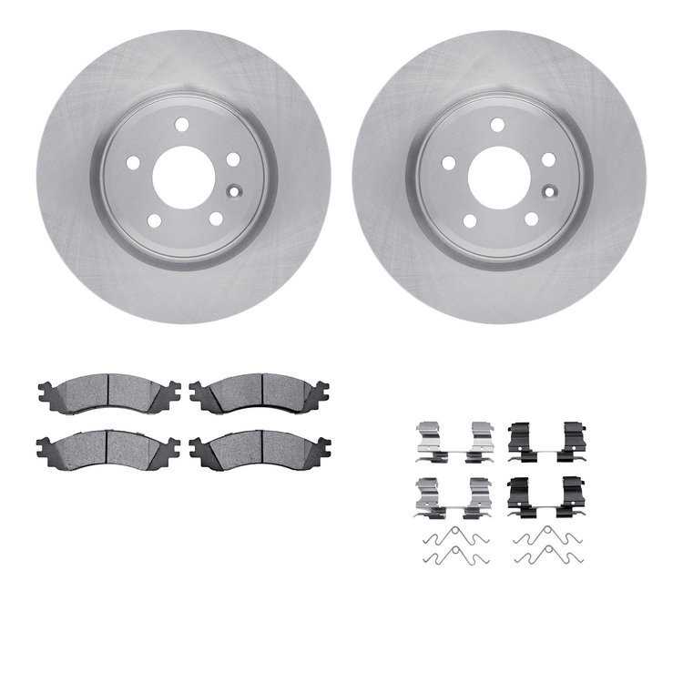 6212-54010 Brake Rotors w/Heavy-Duty Brake Pads Kit & Hardware, 2011-2012 Ford/Lincoln/Mercury/Mazda, Position: Front