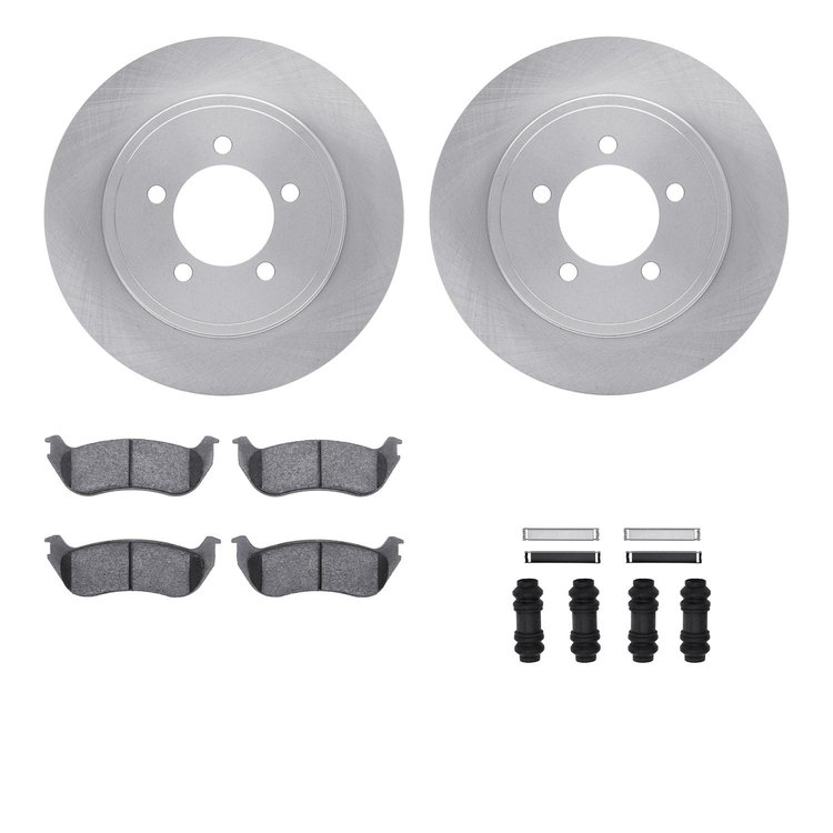 6212-54016 Brake Rotors w/Heavy-Duty Brake Pads Kit & Hardware, 2002-2005 Ford/Lincoln/Mercury/Mazda, Position: Rear