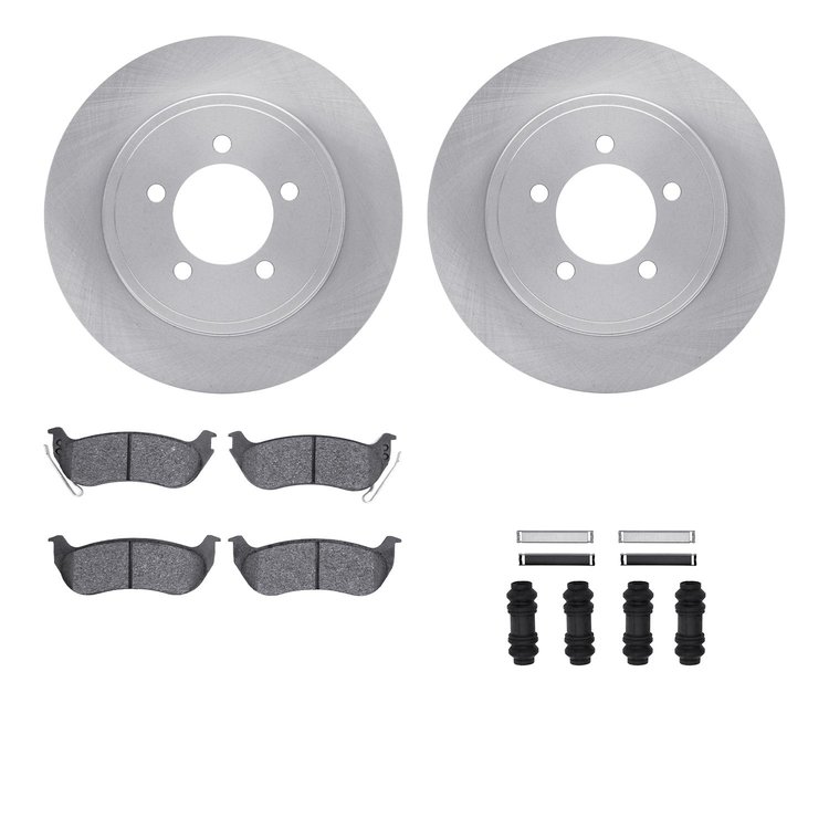 6212-54017 Brake Rotors w/Heavy-Duty Brake Pads Kit & Hardware, 2006-2010 Ford/Lincoln/Mercury/Mazda, Position: Rear