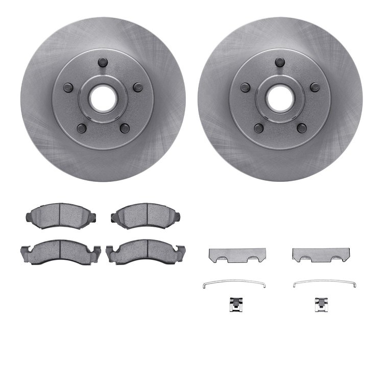 6212-54262 Brake Rotors w/Heavy-Duty Brake Pads Kit & Hardware, 1974-1979 Ford/Lincoln/Mercury/Mazda, Position: Front