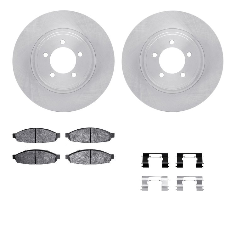 6212-55004 Brake Rotors w/Heavy-Duty Brake Pads Kit & Hardware, 2003-2005 Ford/Lincoln/Mercury/Mazda, Position: Front