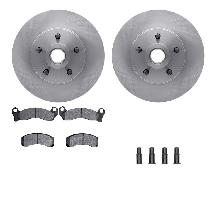 6212-55009 Brake Rotors w/Heavy-Duty Brake Pads Kit & Hardware, 1987-1992 Ford/Lincoln/Mercury/Mazda, Position: Front
