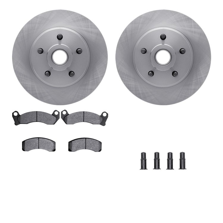 6212-55014 Brake Rotors w/Heavy-Duty Brake Pads Kit & Hardware, 1984-1987 Ford/Lincoln/Mercury/Mazda, Position: Front