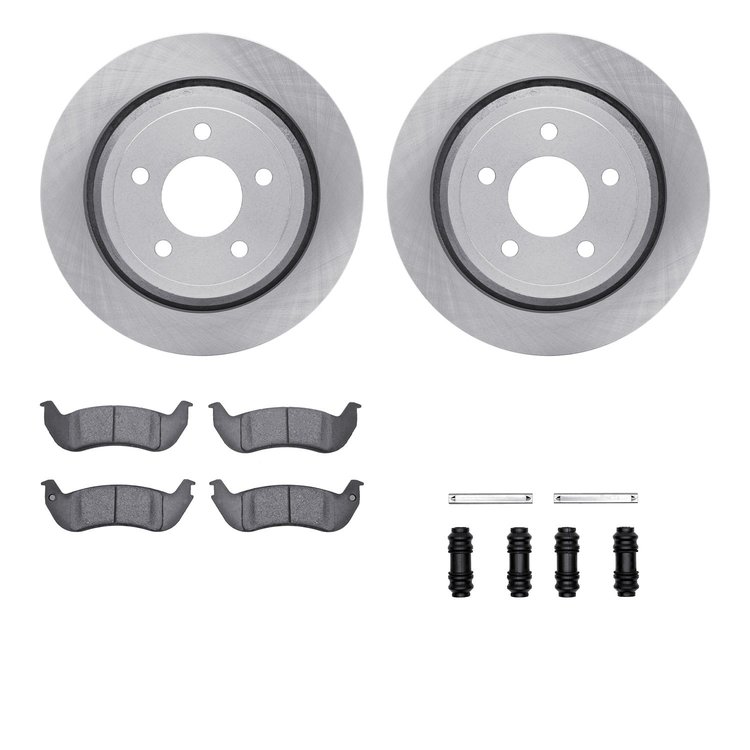 6212-56001 Brake Rotors w/Heavy-Duty Brake Pads Kit & Hardware, 2003-2011 Ford/Lincoln/Mercury/Mazda, Position: Rear