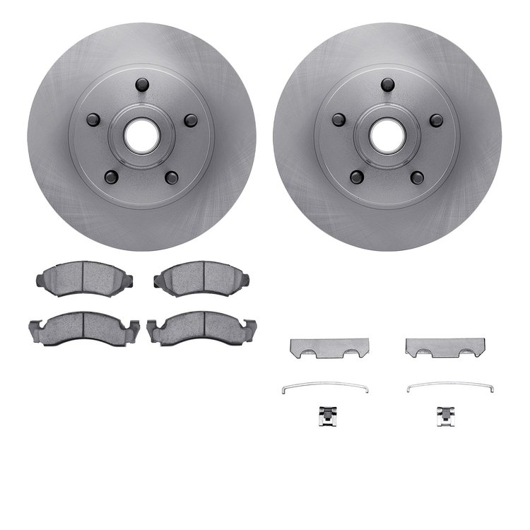 6212-56031 Brake Rotors w/Heavy-Duty Brake Pads Kit & Hardware, 1974-1979 Ford/Lincoln/Mercury/Mazda, Position: Front