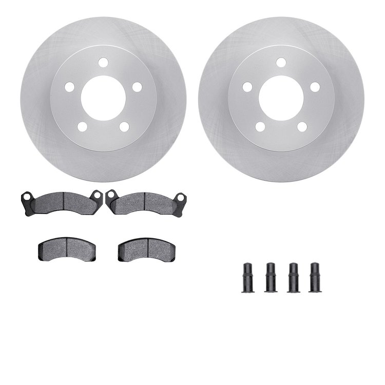 6212-56043 Brake Rotors w/Heavy-Duty Brake Pads Kit & Hardware, 1991-1994 Ford/Lincoln/Mercury/Mazda, Position: Front
