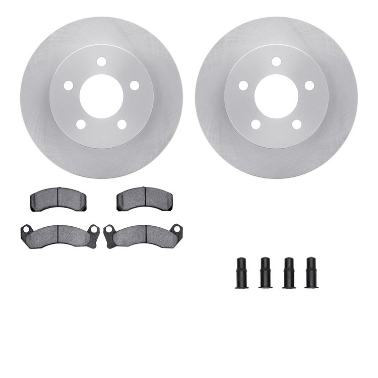 6212-56044 Brake Rotors w/Heavy-Duty Brake Pads Kit & Hardware, 1991-1994 Ford/Lincoln/Mercury/Mazda, Position: Front