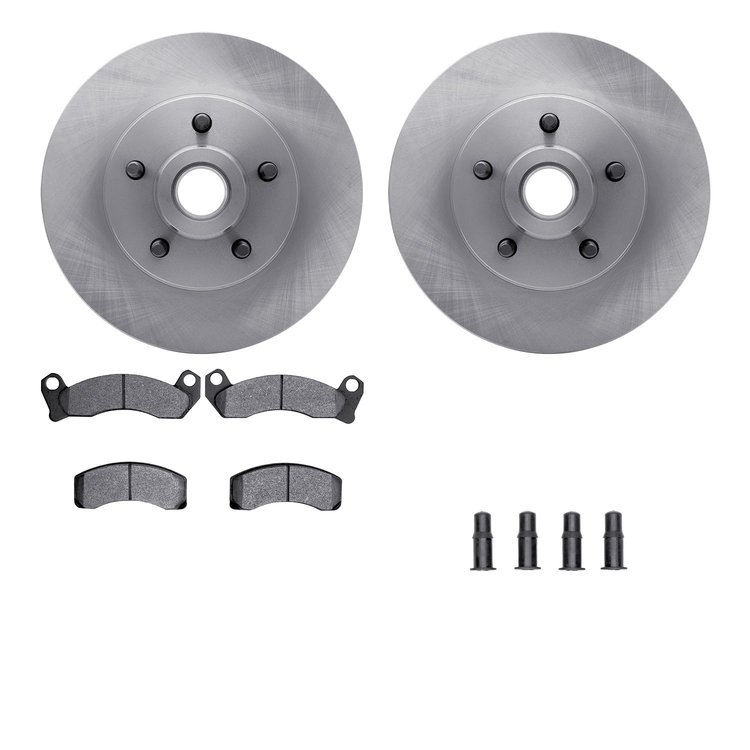 6212-56055 Brake Rotors w/Heavy-Duty Brake Pads Kit & Hardware, 1990-1991 Ford/Lincoln/Mercury/Mazda, Position: Front