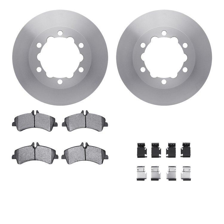 6212-63538 Brake Rotors w/Heavy-Duty Brake Pads Kit & Hardware, 2007-2018 Multiple Makes/Models, Position: Rear