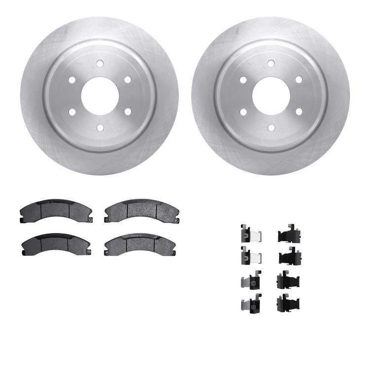 6212-67016 Brake Rotors w/Heavy-Duty Brake Pads Kit & Hardware, Fits Select Infiniti/Nissan, Position: Rear