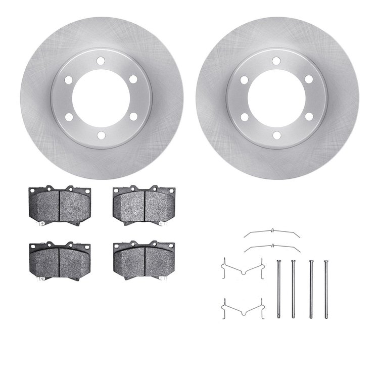 6212-76001 Brake Rotors w/Heavy-Duty Brake Pads Kit & Hardware, 2000-2002 Lexus/Toyota/Scion, Position: Front