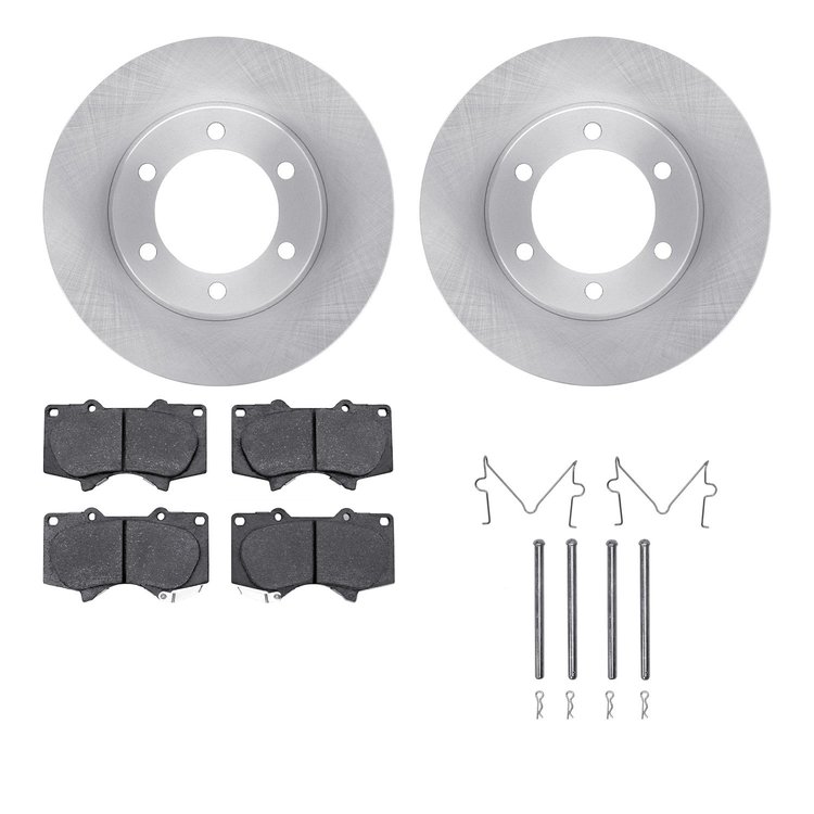 6212-76002 Brake Rotors w/Heavy-Duty Brake Pads Kit & Hardware, 2000-2007 Lexus/Toyota/Scion, Position: Front