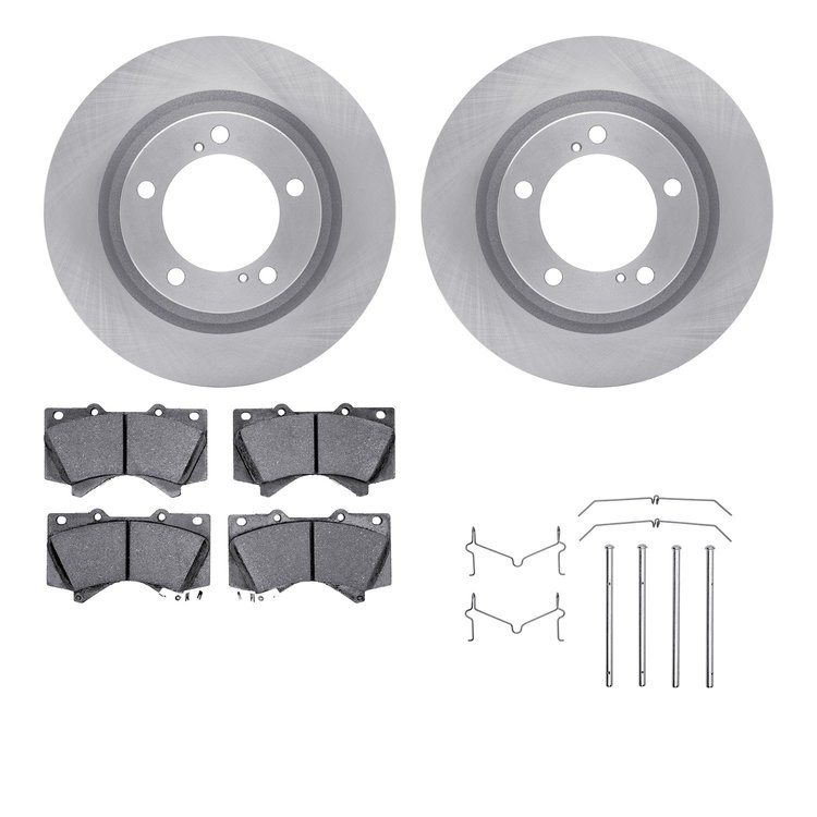 6212-76013 Brake Rotors w/Heavy-Duty Brake Pads Kit & Hardware, Fits Select Lexus/Toyota/Scion, Position: Front