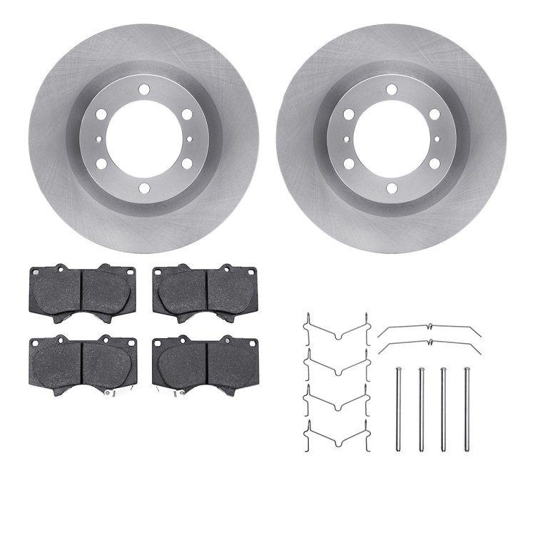 6212-76022 Brake Rotors w/Heavy-Duty Brake Pads Kit & Hardware, Fits Select Lexus/Toyota/Scion, Position: Front