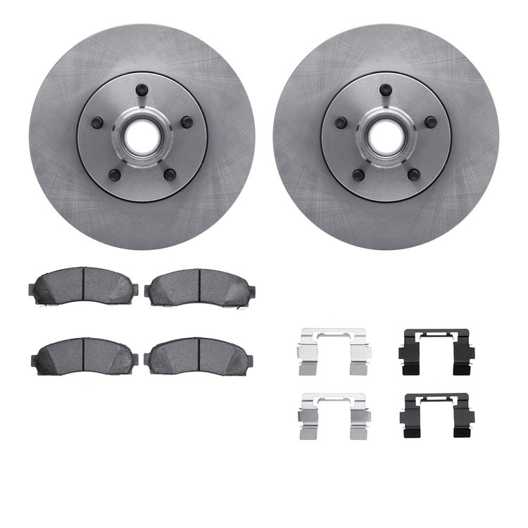 6212-92037 Brake Rotors w/Heavy-Duty Brake Pads Kit & Hardware, 2006-2012 Ford/Lincoln/Mercury/Mazda, Position: Front