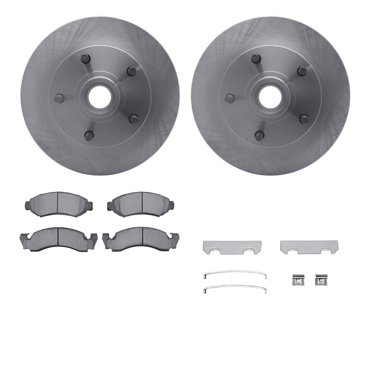 6212-99236 Brake Rotors w/Heavy-Duty Brake Pads Kit & Hardware, 1973-1985 Ford/Lincoln/Mercury/Mazda, Position: Front