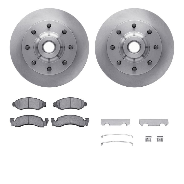 6212-99242 Brake Rotors w/Heavy-Duty Brake Pads Kit & Hardware, 1973-1979 Ford/Lincoln/Mercury/Mazda, Position: Front