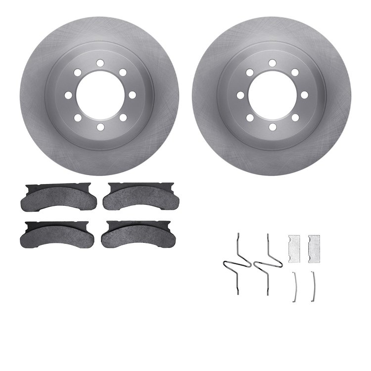 6212-99248 Brake Rotors w/Heavy-Duty Brake Pads Kit & Hardware, 1975-1986 Ford/Lincoln/Mercury/Mazda, Position: Front