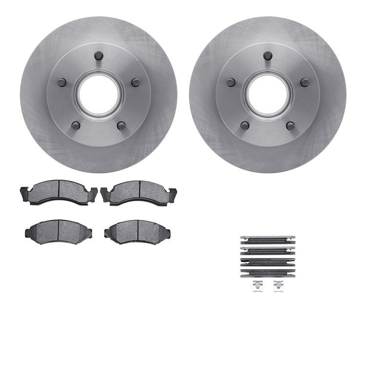 6212-99290 Brake Rotors w/Heavy-Duty Brake Pads Kit & Hardware, 1986-1988 Ford/Lincoln/Mercury/Mazda, Position: Front