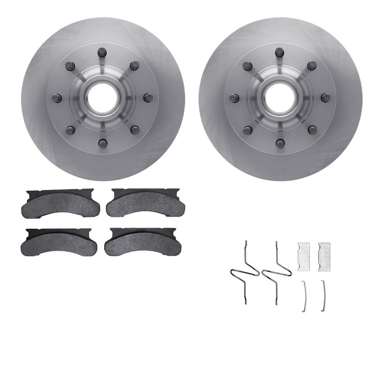6212-99299 Brake Rotors w/Heavy-Duty Brake Pads Kit & Hardware, 1986-1986 Ford/Lincoln/Mercury/Mazda, Position: Front
