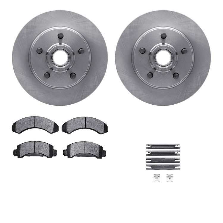 6212-99318 Brake Rotors w/Heavy-Duty Brake Pads Kit & Hardware, 1991-1994 Ford/Lincoln/Mercury/Mazda, Position: Front