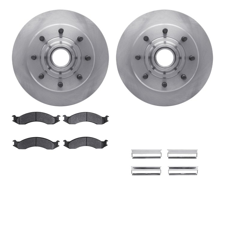 6212-99324 Brake Rotors w/Heavy-Duty Brake Pads Kit & Hardware, 1994-1994 Ford/Lincoln/Mercury/Mazda, Position: Front