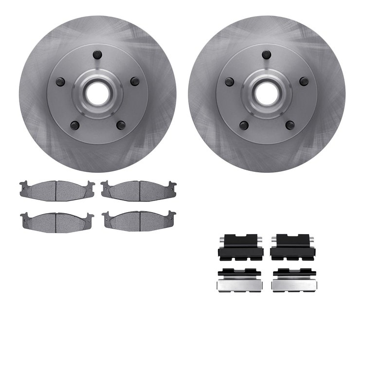 6212-99327 Brake Rotors w/Heavy-Duty Brake Pads Kit & Hardware, 1994-2001 Ford/Lincoln/Mercury/Mazda, Position: Front