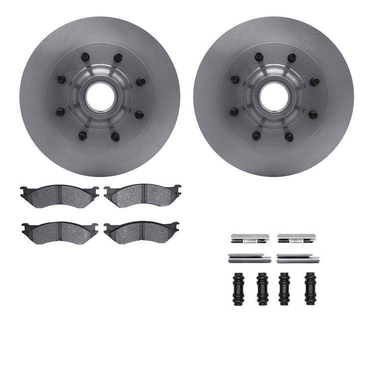 6212-99346 Brake Rotors w/Heavy-Duty Brake Pads Kit & Hardware, 2000-2004 Ford/Lincoln/Mercury/Mazda, Position: Front
