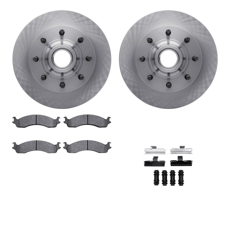 6212-99351 Brake Rotors w/Heavy-Duty Brake Pads Kit & Hardware, 1995-2007 Ford/Lincoln/Mercury/Mazda, Position: Front