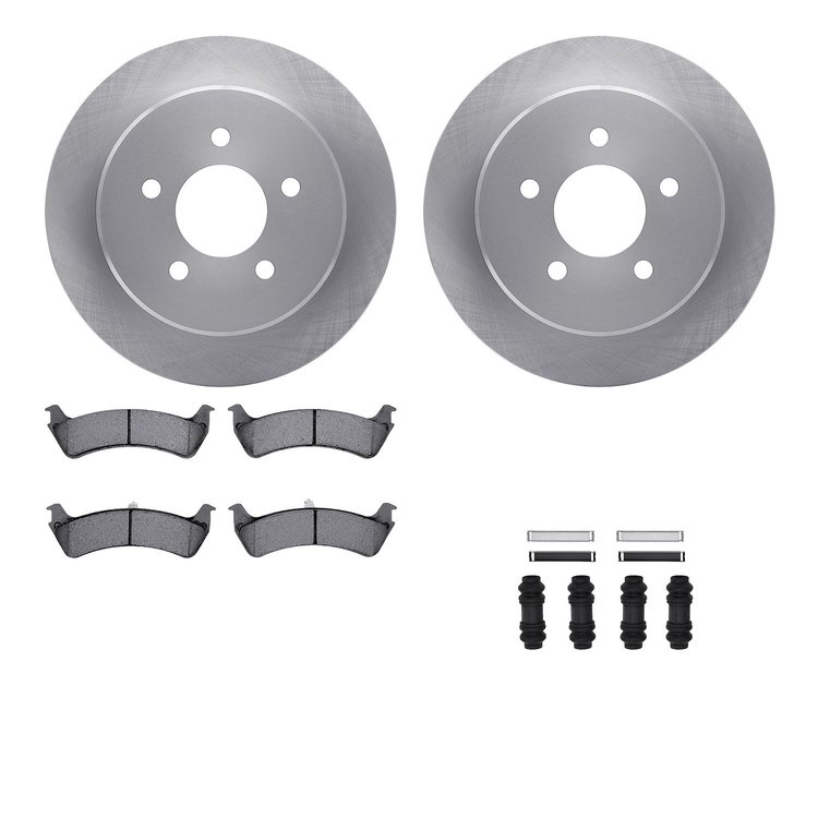 6212-99376 Brake Rotors w/Heavy-Duty Brake Pads Kit & Hardware, 1995-2002 Ford/Lincoln/Mercury/Mazda, Position: Rear