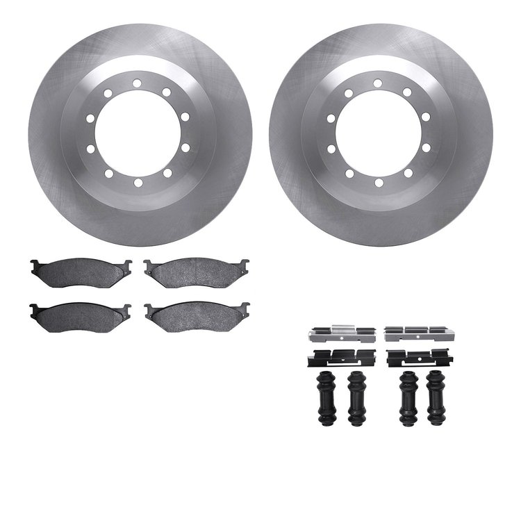 6212-99432 Brake Rotors w/Heavy-Duty Brake Pads Kit & Hardware, 1999-2004 Ford/Lincoln/Mercury/Mazda, Position: Rear, Front