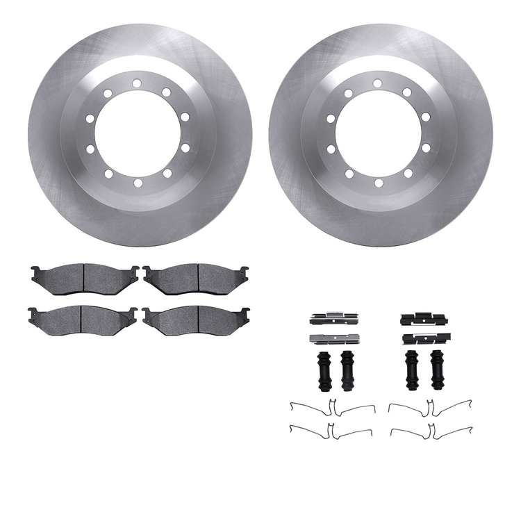 6212-99433 Brake Rotors w/Heavy-Duty Brake Pads Kit & Hardware, 2006-2019 Ford/Lincoln/Mercury/Mazda, Position: Front, Rear