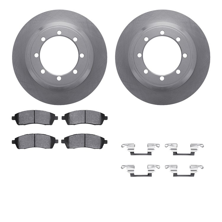 6212-99444 Brake Rotors w/Heavy-Duty Brake Pads Kit & Hardware, 1999-2004 Ford/Lincoln/Mercury/Mazda, Position: Rear