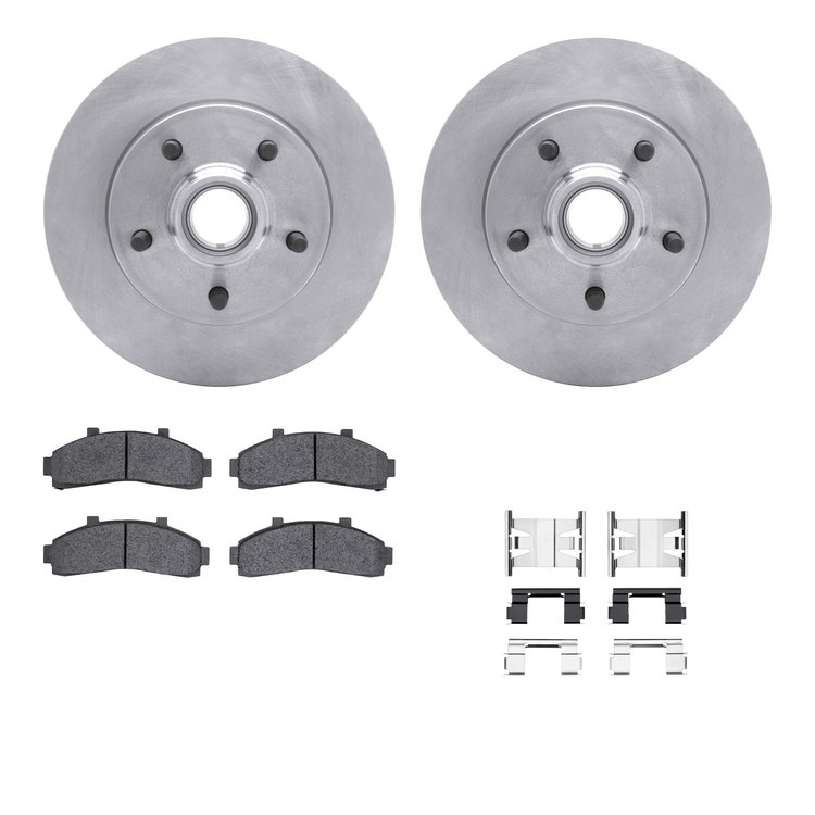 6212-99462 Brake Rotors w/Heavy-Duty Brake Pads Kit & Hardware, 1998-2002 Ford/Lincoln/Mercury/Mazda, Position: Front