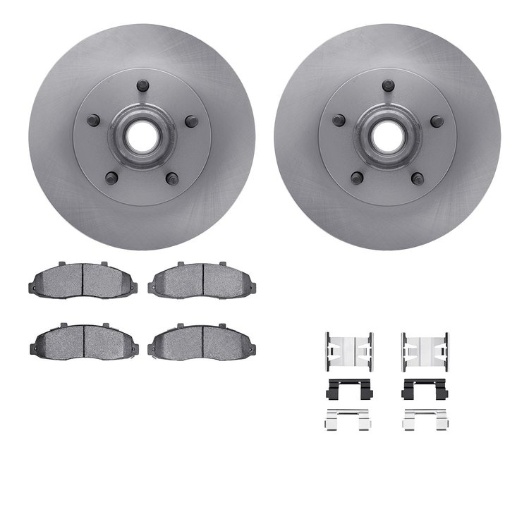 6212-99471 Brake Rotors w/Heavy-Duty Brake Pads Kit & Hardware, 2000-2004 Ford/Lincoln/Mercury/Mazda, Position: Front