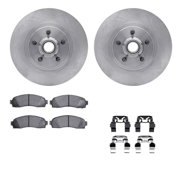6212-99492 Brake Rotors w/Heavy-Duty Brake Pads Kit & Hardware, 2001-2005 Ford/Lincoln/Mercury/Mazda, Position: Front