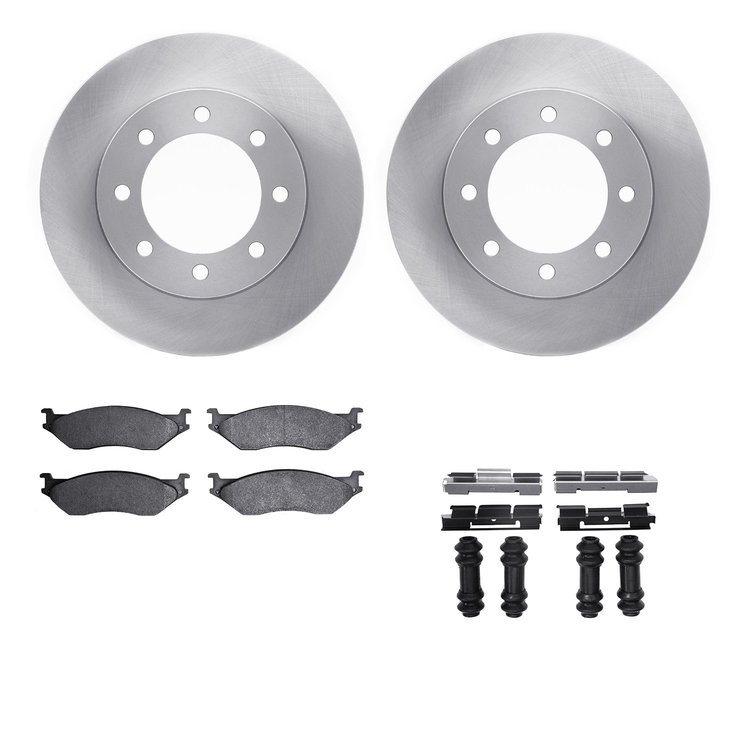 6212-99504 Brake Rotors w/Heavy-Duty Brake Pads Kit & Hardware, 1999-2005 Ford/Lincoln/Mercury/Mazda, Position: Front