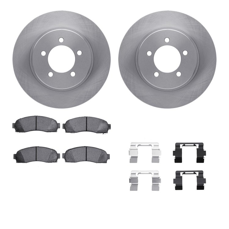 6212-99522 Brake Rotors w/Heavy-Duty Brake Pads Kit & Hardware, 2002-2005 Ford/Lincoln/Mercury/Mazda, Position: Front
