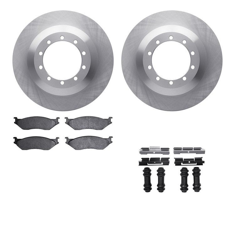 6212-99528 Brake Rotors w/Heavy-Duty Brake Pads Kit & Hardware, 1999-2009 Ford/Lincoln/Mercury/Mazda, Position: Rear