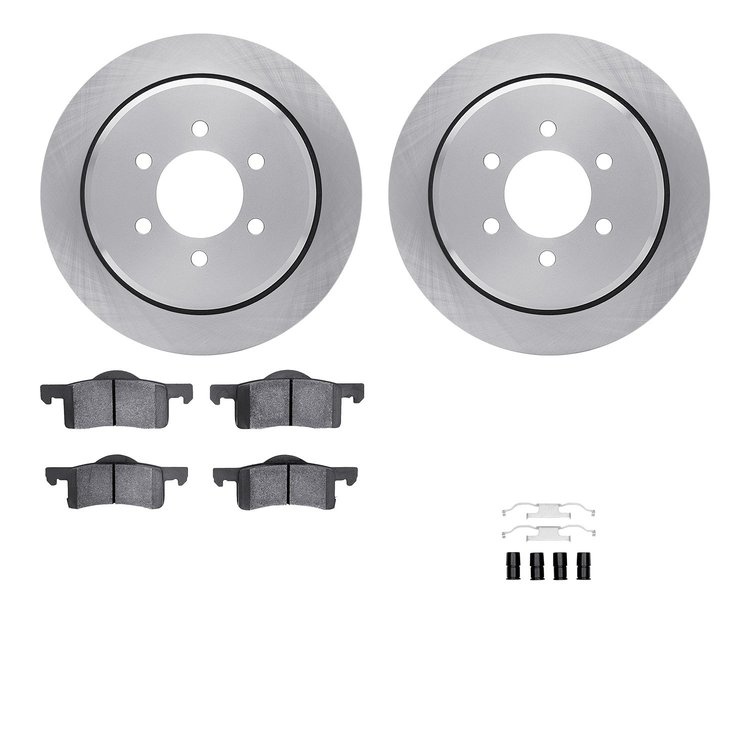 6212-99534 Brake Rotors w/Heavy-Duty Brake Pads Kit & Hardware, 2002-2006 Ford/Lincoln/Mercury/Mazda, Position: Rear