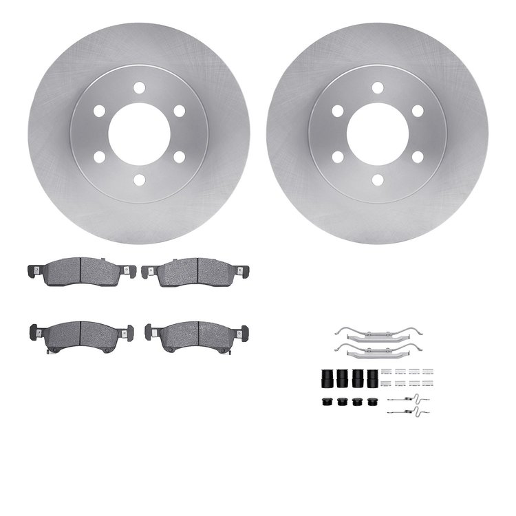 6212-99540 Brake Rotors w/Heavy-Duty Brake Pads Kit & Hardware, 2002-2006 Ford/Lincoln/Mercury/Mazda, Position: Front