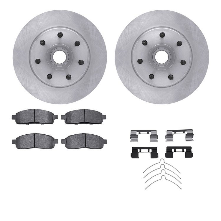 6212-99546 Brake Rotors w/Heavy-Duty Brake Pads Kit & Hardware, 2004-2008 Ford/Lincoln/Mercury/Mazda, Position: Front