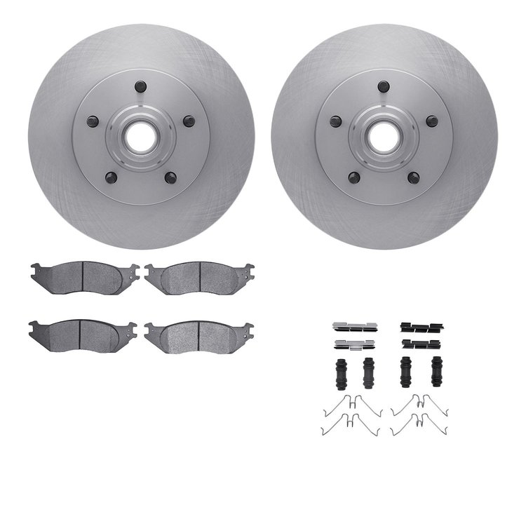 6212-99570 Brake Rotors w/Heavy-Duty Brake Pads Kit & Hardware, 2004-2006 Ford/Lincoln/Mercury/Mazda, Position: Front